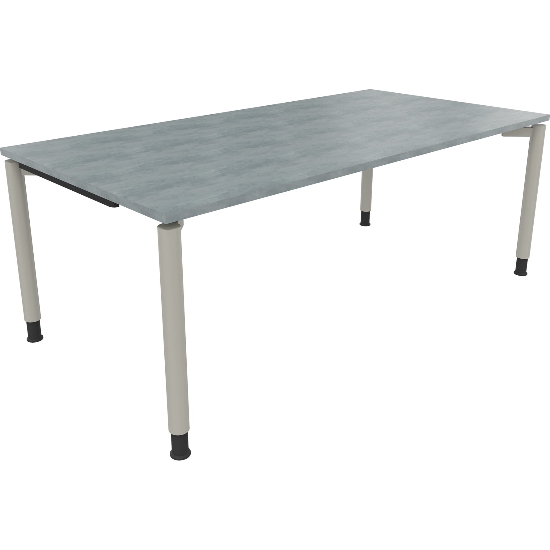 Neutralware Schreibtisch all in one 2.000 x 680-820 x 1.000 mm (B x H x T) Vierfuß Rundrohr beton hell – Produktbild 3