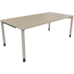 Neutralware Schreibtisch all in one 2.000 x 680-820 x 1.000 mm (B x H x T) Vierfuß Rundrohr eiche natur – Produktbild 2