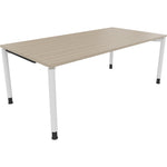 Neutralware Schreibtisch all in one 2.000 x 680-820 x 1.000 mm (B x H x T) Vierfuß Rundrohr eiche natur – Produktbild 3