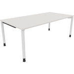 Neutralware Schreibtisch all in one 2.000 x 680-820 x 1.000 mm (B x H x T) Vierfuß Rundrohr diamantweiß – Produktbild 3