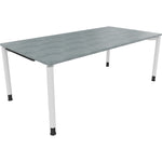 Neutralware Schreibtisch all in one 2.000 x 680-820 x 1.000 mm (B x H x T) Vierfuß Rundrohr beton hell – Produktbild 2