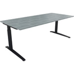Neutralware Schreibtisch all in one 2.000 x 650-850 x 900 mm (B x H x T) Flachkufe Quadratrohr beton hell