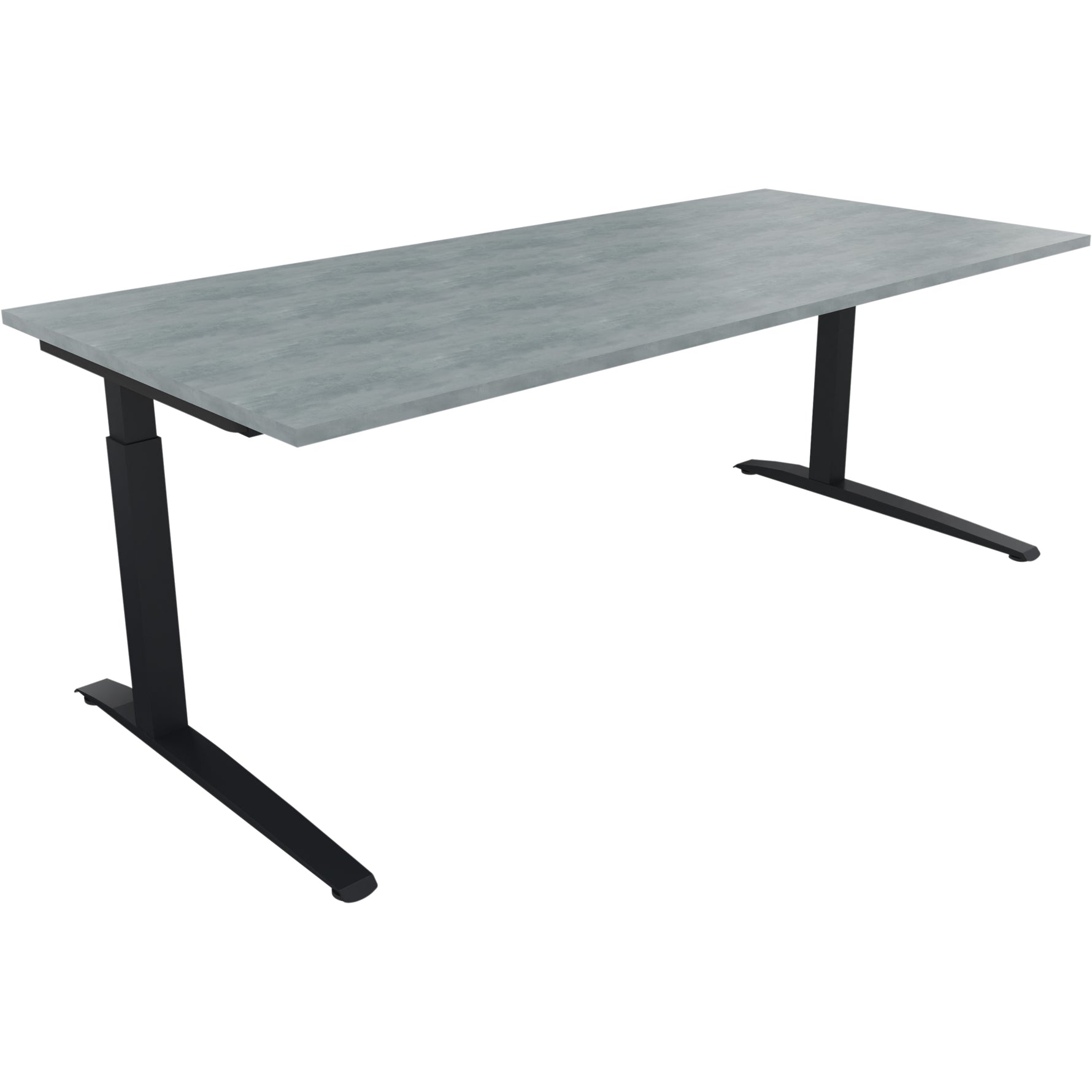 Neutralware Schreibtisch all in one 2.000 x 650-850 x 900 mm (B x H x T) Flachkufe Quadratrohr beton hell