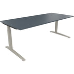 Neutralware Schreibtisch all in one 2.000 x 650-850 x 900 mm (B x H x T) Flachkufe Quadratrohr lavagrau – Produktbild 2