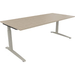 Neutralware Schreibtisch all in one 2.000 x 650-850 x 900 mm (B x H x T) Flachkufe Quadratrohr eiche natur – Produktbild