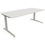 Neutralware Schreibtisch all in one 2.000 x 650-850 x 900 mm (B x H x T) Flachkufe Quadratrohr diamantweiß – Produktbild