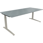 Neutralware Schreibtisch all in one 2.000 x 650-850 x 900 mm (B x H x T) Flachkufe Quadratrohr beton hell – Produktbild