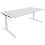 Neutralware Schreibtisch all in one 2.000 x 650-850 x 900 mm (B x H x T) Flachkufe Quadratrohr diamantweiß – Produktbild