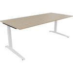 Neutralware Schreibtisch all in one 2.000 x 650-850 x 900 mm (B x H x T) Flachkufe Quadratrohr eiche natur – Produktbild