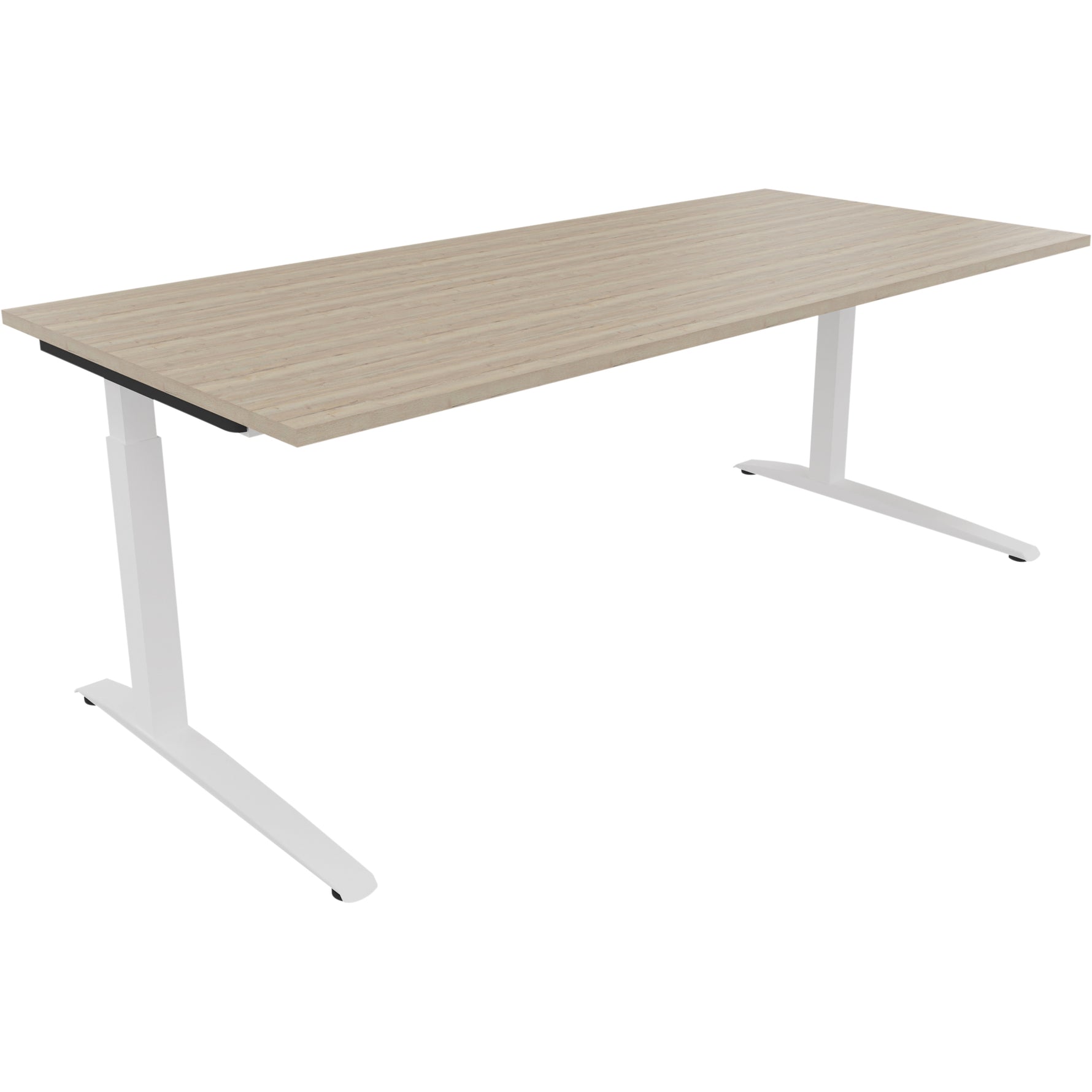Neutralware Schreibtisch all in one 2.000 x 650-850 x 900 mm (B x H x T) Flachkufe Quadratrohr eiche natur – Produktbild