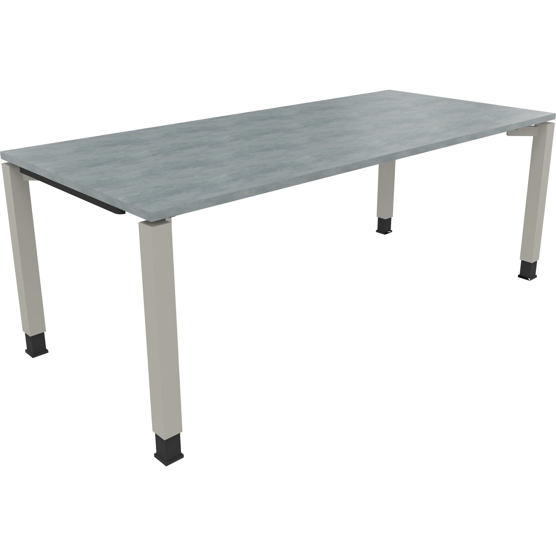 Neutralware Schreibtisch all in one 2.000 x 680-820 x 900 mm (B x H x T) Vierfuß Quadratrohr beton hell – Produktbild 2