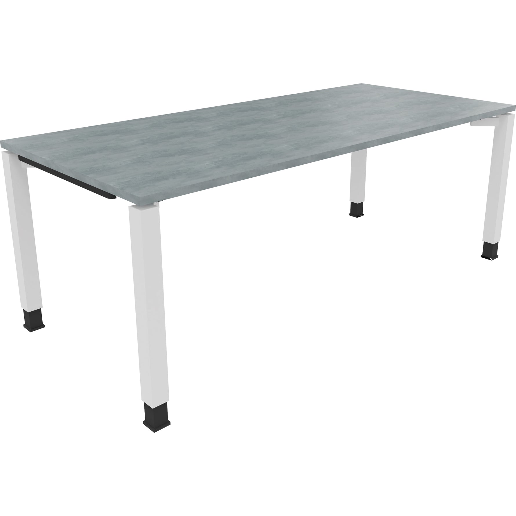 Neutralware Schreibtisch all in one 2.000 x 680-820 x 900 mm (B x H x T) Vierfuß Quadratrohr beton hell – Produktbild 3
