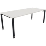 Neutralware Schreibtisch all in one 2.000 x 680-820 x 900 mm (B x H x T) Vierfuß Rundrohr diamantweiß