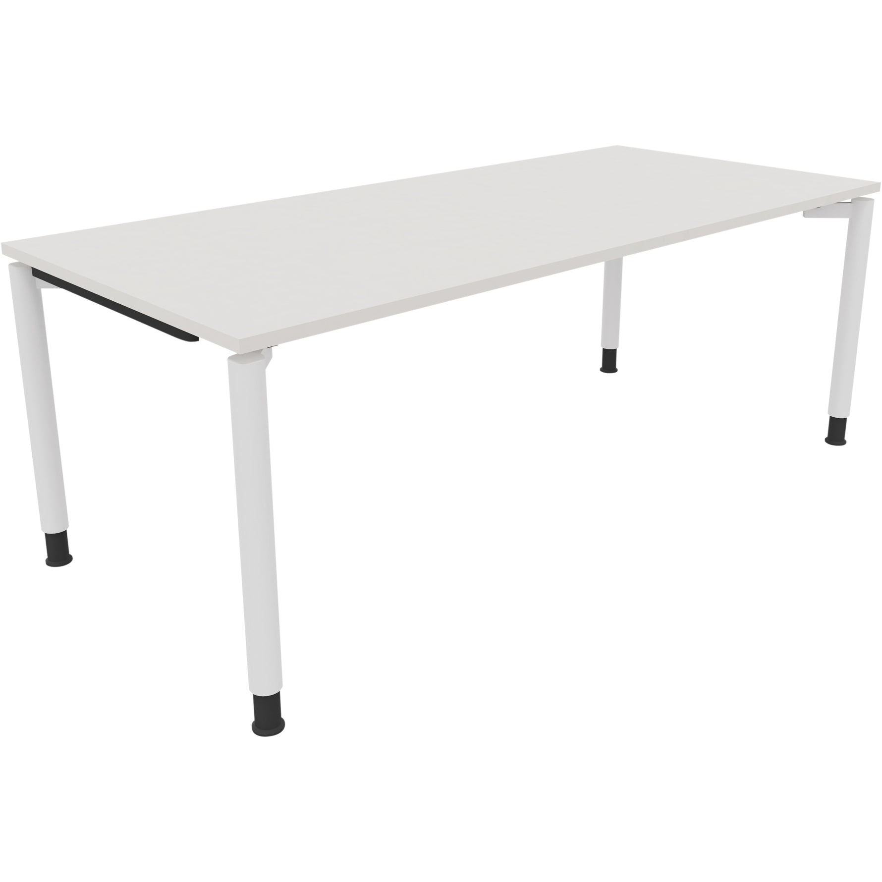 Neutralware Schreibtisch all in one 2.000 x 680-820 x 900 mm (B x H x T) Vierfuß Rundrohr diamantweiß – Produktbild 3