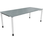 Neutralware Schreibtisch all in one 2.000 x 680-820 x 900 mm (B x H x T) Vierfuß Rundrohr beton hell – Produktbild 3
