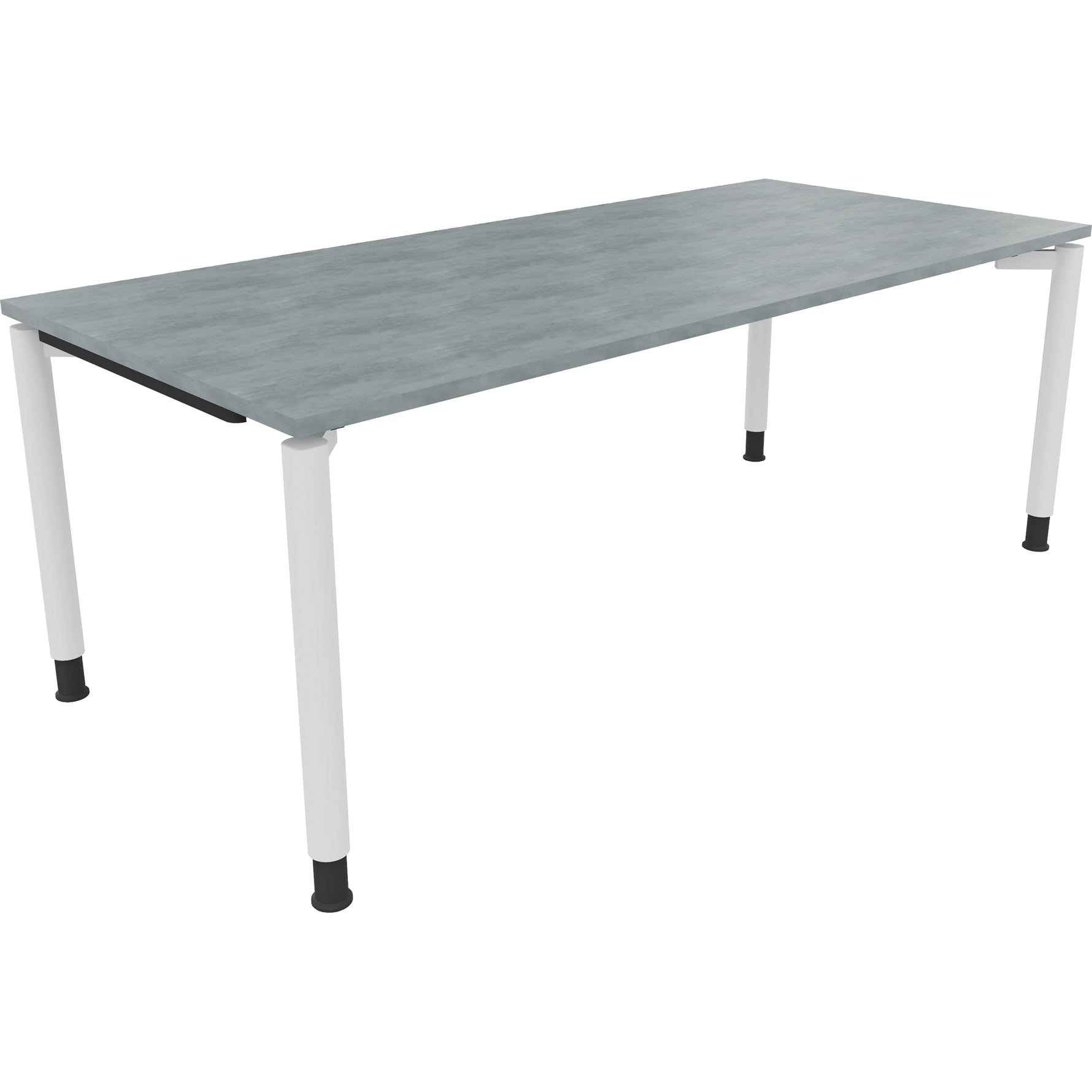 Neutralware Schreibtisch all in one 2.000 x 680-820 x 900 mm (B x H x T) Vierfuß Rundrohr beton hell – Produktbild 3