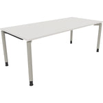 Neutralware Schreibtisch all in one 2.000 x 680-820 x 900 mm (B x H x T) Vierfuß Rundrohr diamantweiß – Produktbild 2