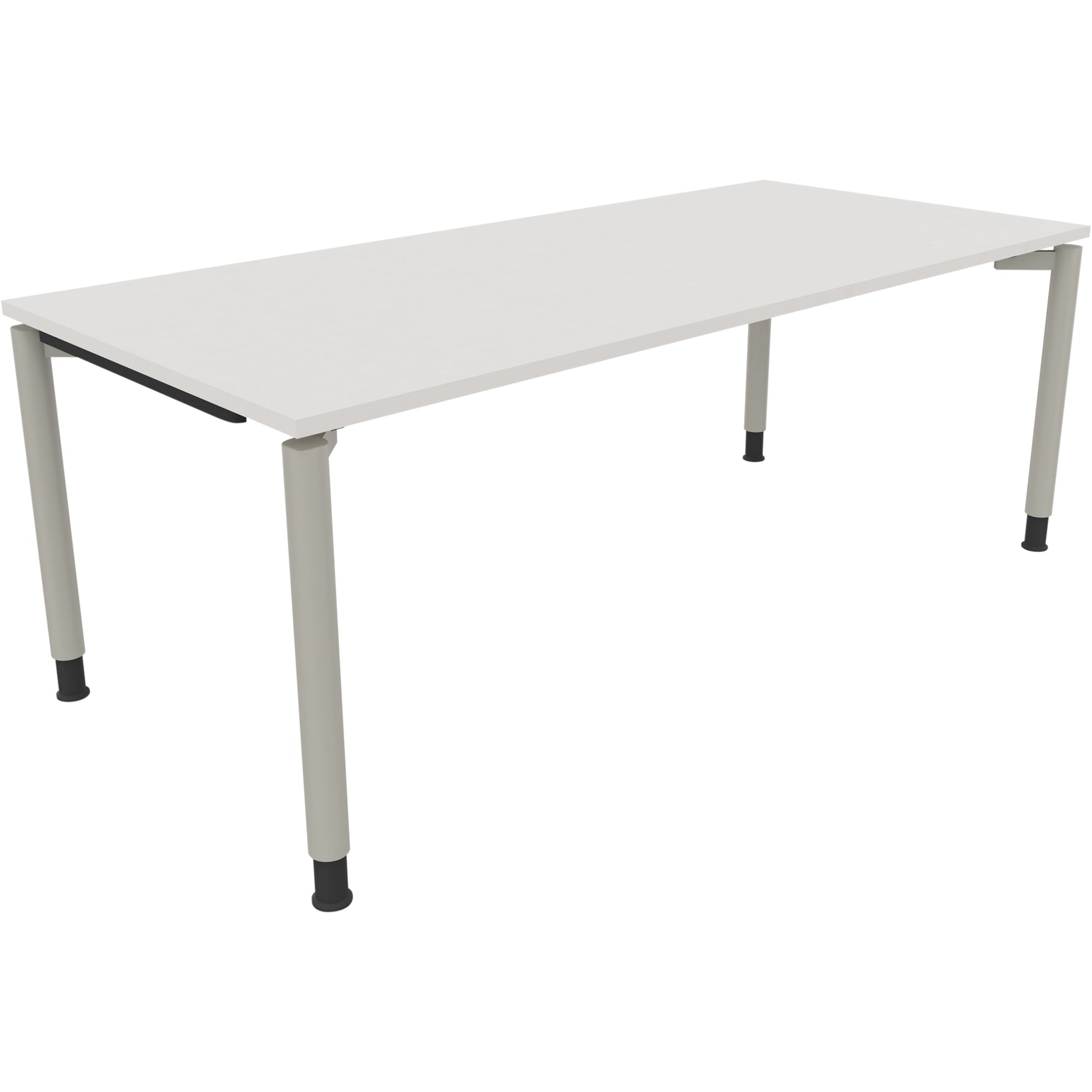 Neutralware Schreibtisch all in one 2.000 x 680-820 x 900 mm (B x H x T) Vierfuß Rundrohr diamantweiß – Produktbild 2