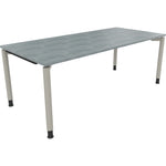 Neutralware Schreibtisch all in one 2.000 x 680-820 x 900 mm (B x H x T) Vierfuß Rundrohr beton hell – Produktbild 2
