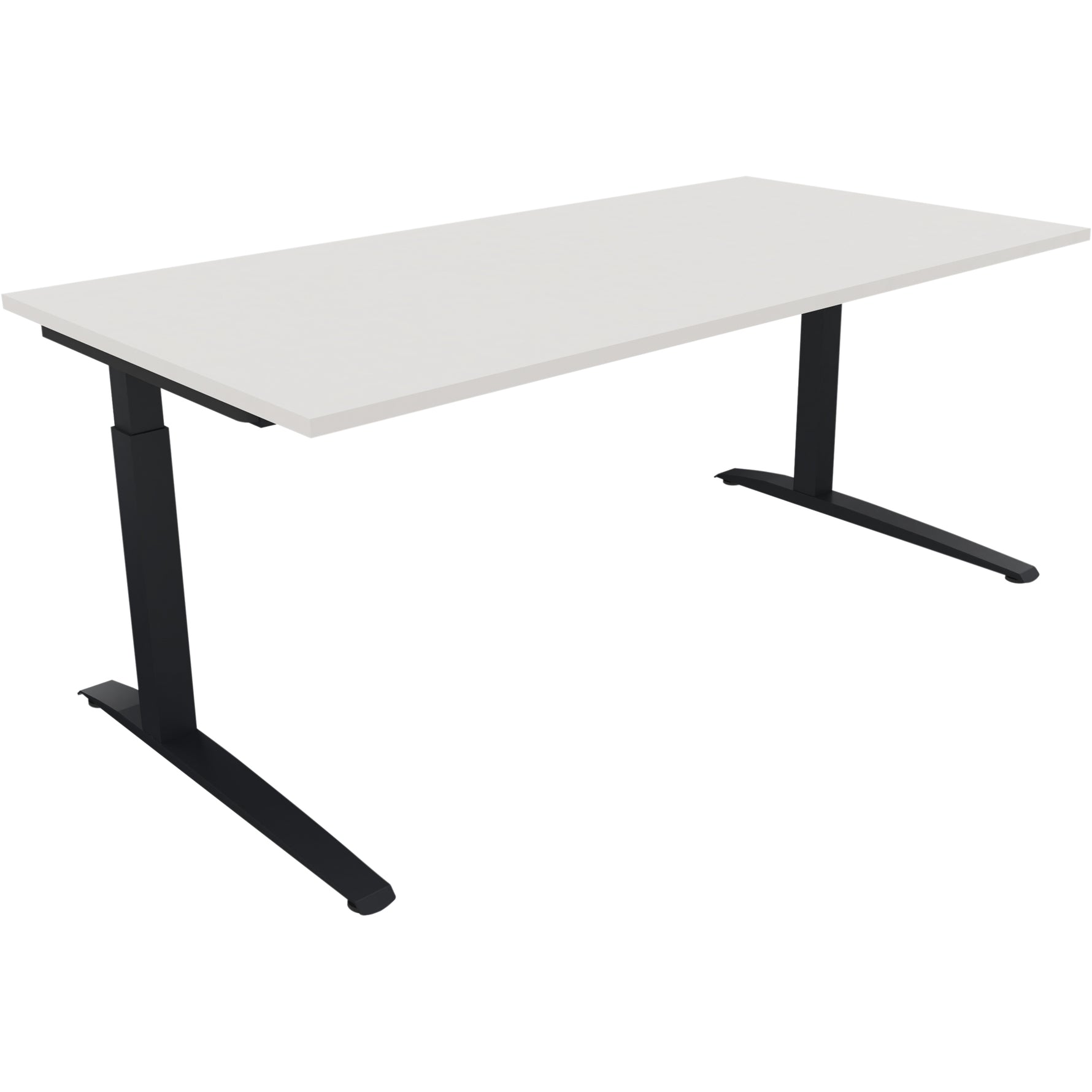 Neutralware Schreibtisch all in one 1.800 x 650-850 x 900 mm (B x H x T) Flachkufe Quadratrohr diamantweiß