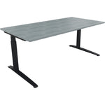 Neutralware Schreibtisch all in one 1.800 x 650-850 x 900 mm (B x H x T) Flachkufe Quadratrohr beton hell