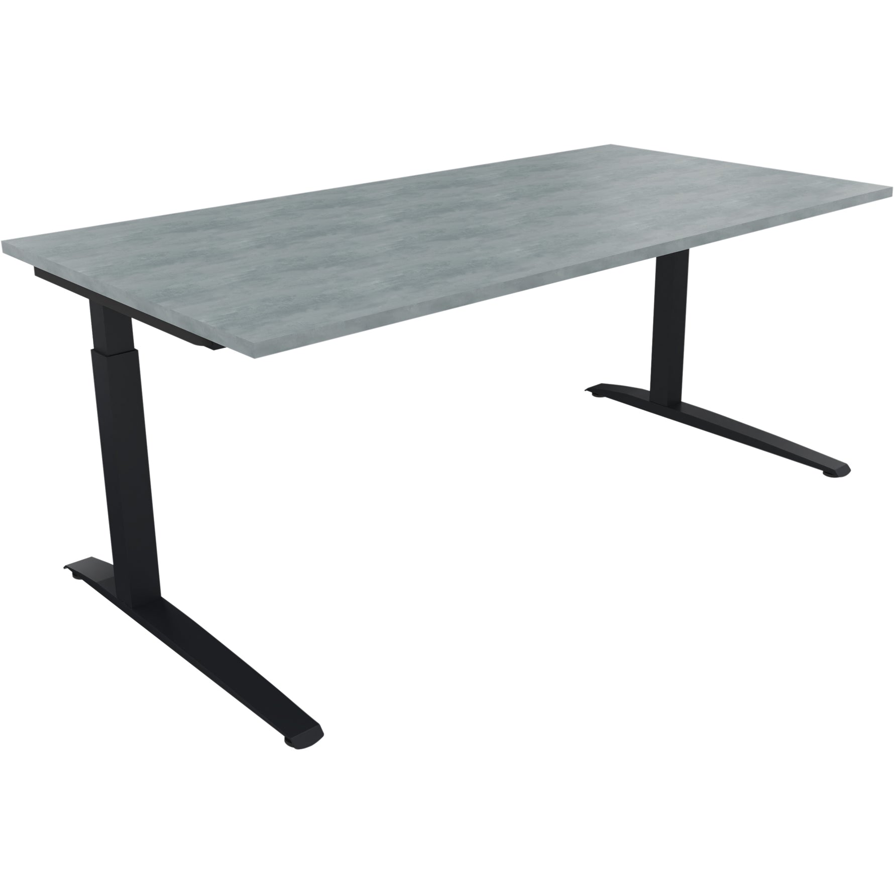 Neutralware Schreibtisch all in one 1.800 x 650-850 x 900 mm (B x H x T) Flachkufe Quadratrohr beton hell