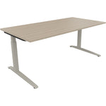 Neutralware Schreibtisch all in one 1.800 x 650-850 x 900 mm (B x H x T) Flachkufe Quadratrohr eiche natur – Produktbild