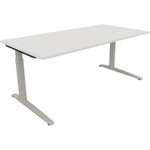 Neutralware Schreibtisch all in one 1.800 x 650-850 x 900 mm (B x H x T) Flachkufe Quadratrohr diamantweiß – Produktbild