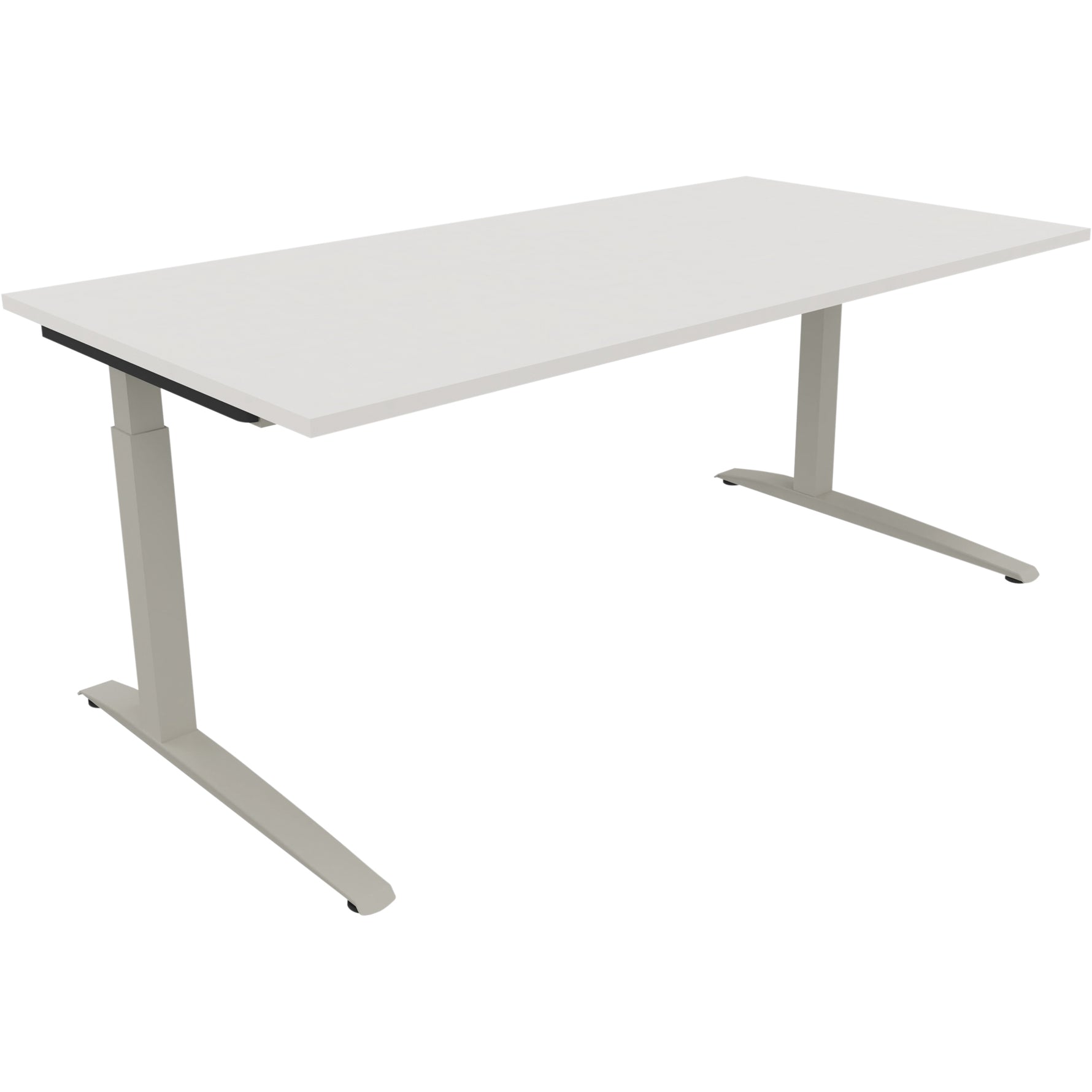 Neutralware Schreibtisch all in one 1.800 x 650-850 x 900 mm (B x H x T) Flachkufe Quadratrohr diamantweiß – Produktbild