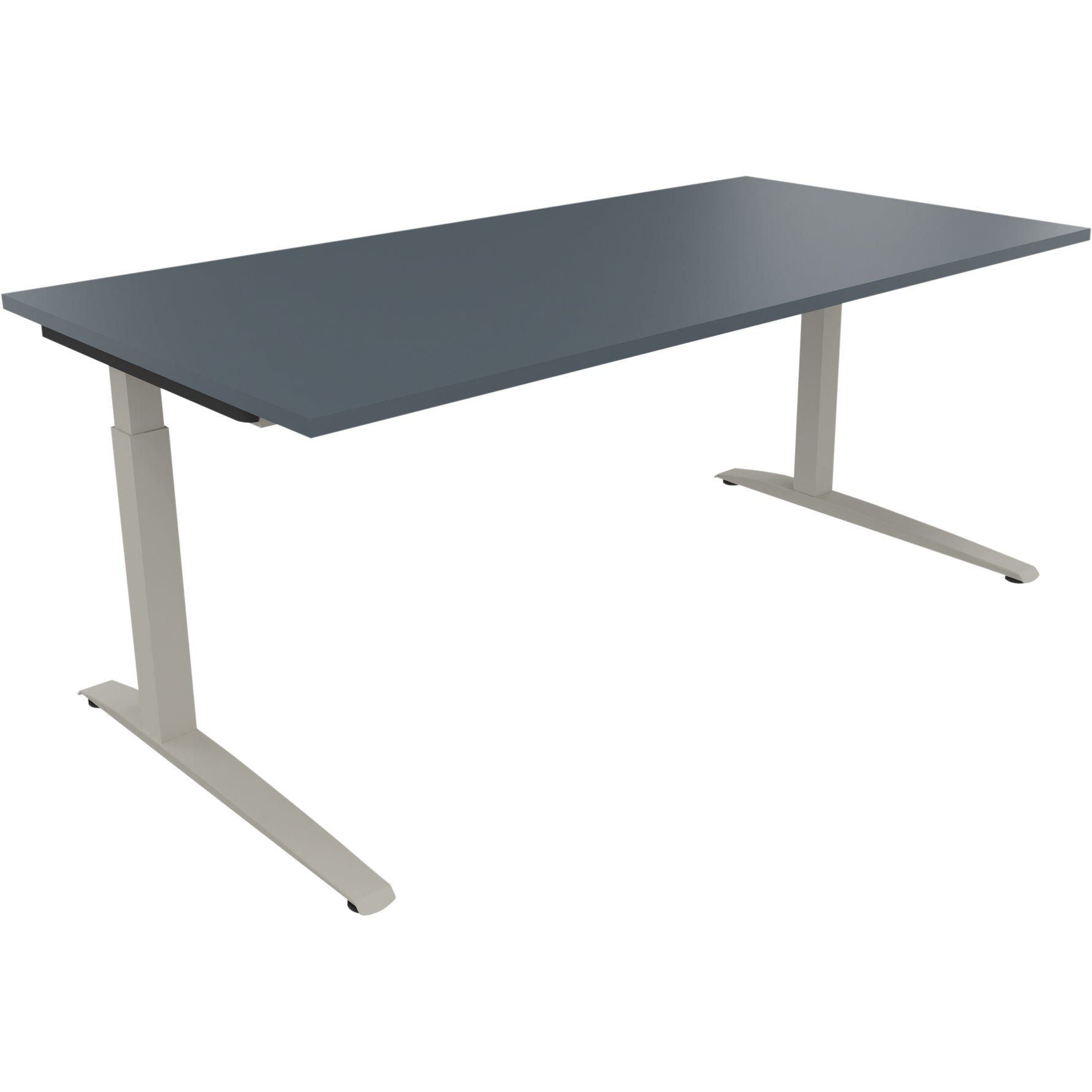 Neutralware Schreibtisch all in one 1.800 x 650-850 x 900 mm (B x H x T) Flachkufe Quadratrohr lavagrau – Produktbild 2