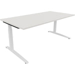 Neutralware Schreibtisch all in one 1.800 x 650-850 x 900 mm (B x H x T) Flachkufe Quadratrohr diamantweiß – Produktbild