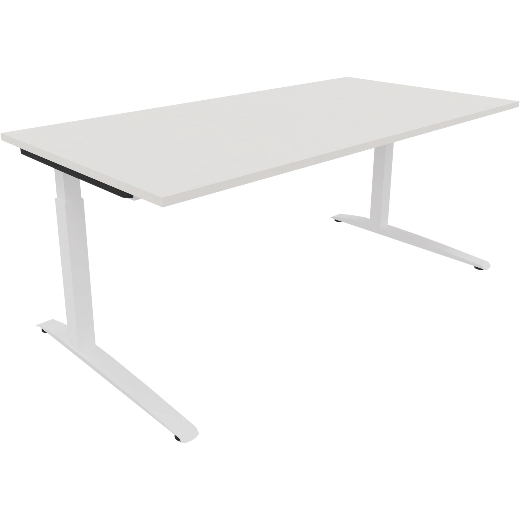 Neutralware Schreibtisch all in one 1.800 x 650-850 x 900 mm (B x H x T) Flachkufe Quadratrohr diamantweiß – Produktbild