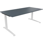 Neutralware Schreibtisch all in one 1.800 x 650-850 x 900 mm (B x H x T) Flachkufe Quadratrohr lavagrau – Produktbild 3