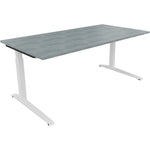 Neutralware Schreibtisch all in one 1.800 x 650-850 x 900 mm (B x H x T) Flachkufe Quadratrohr beton hell – Produktbild