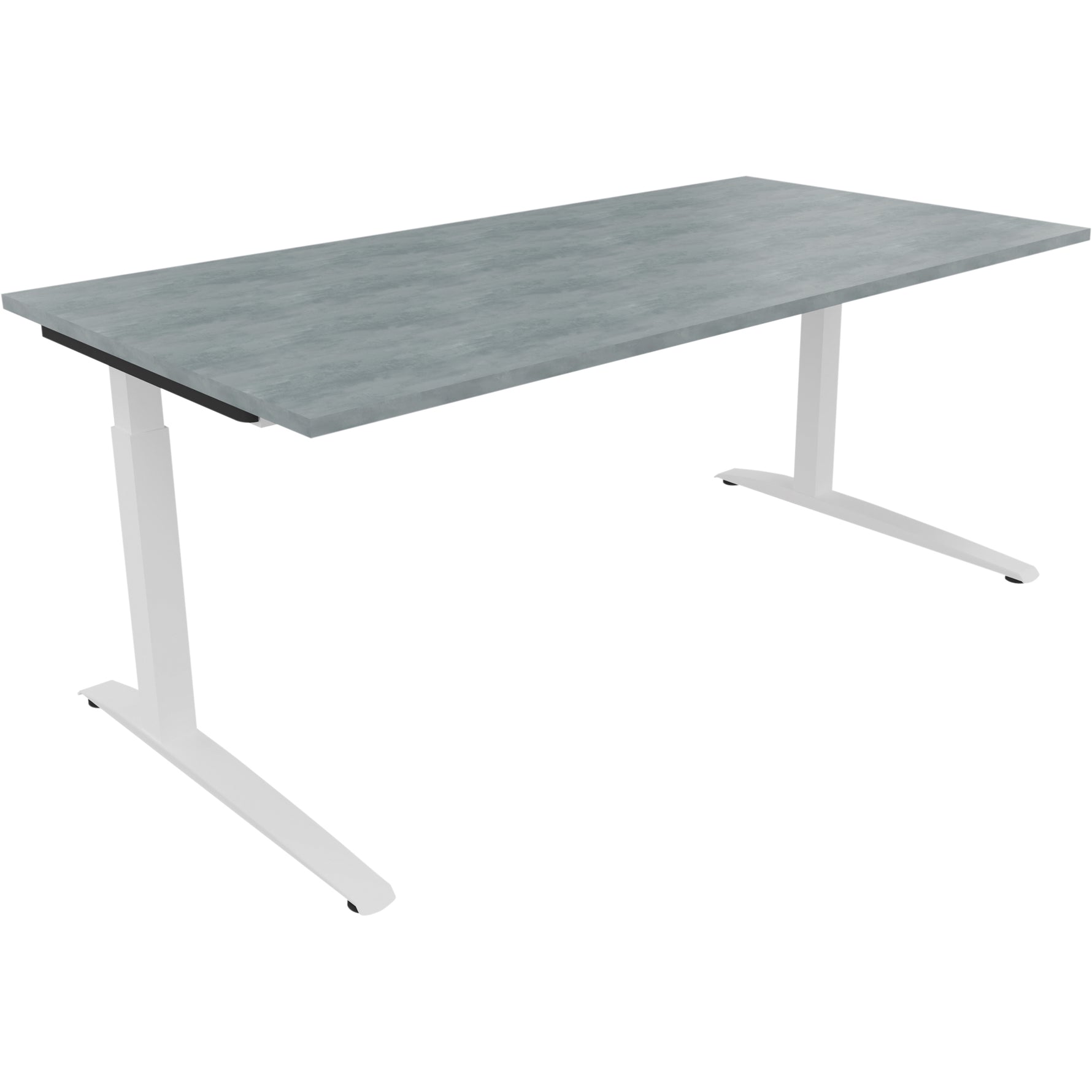 Neutralware Schreibtisch all in one 1.800 x 650-850 x 900 mm (B x H x T) Flachkufe Quadratrohr beton hell – Produktbild