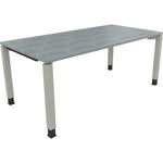 Neutralware Schreibtisch all in one 1.800 x 680-820 x 900 mm (B x H x T) Vierfuß Quadratrohr beton hell – Produktbild 2
