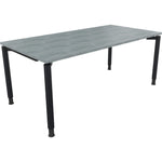Neutralware Schreibtisch all in one 1.800 x 680-820 x 900 mm (B x H x T) Vierfuß Rundrohr beton hell