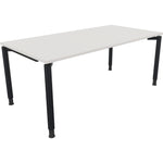 Neutralware Schreibtisch all in one 1.800 x 680-820 x 900 mm (B x H x T) Vierfuß Rundrohr diamantweiß