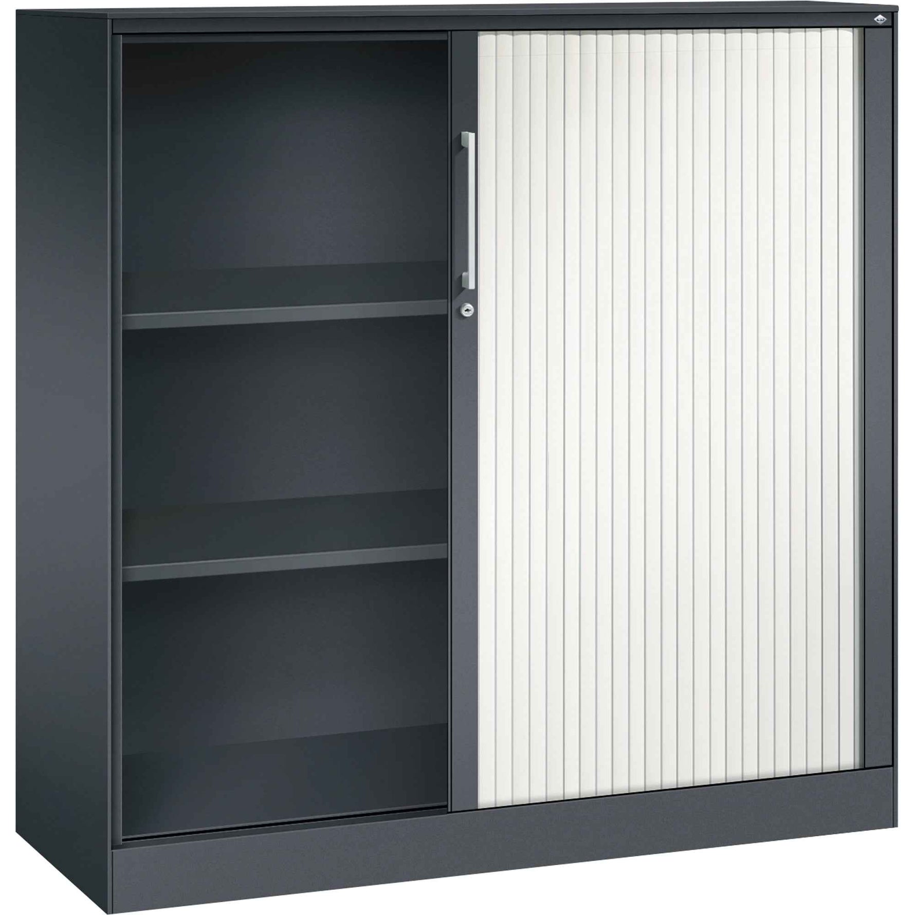 C+P Rollladenschrank Asisto 3 Ordnerhöhen 1.200 x 1.310 x 435 mm (B x H x T) schwarzgrau