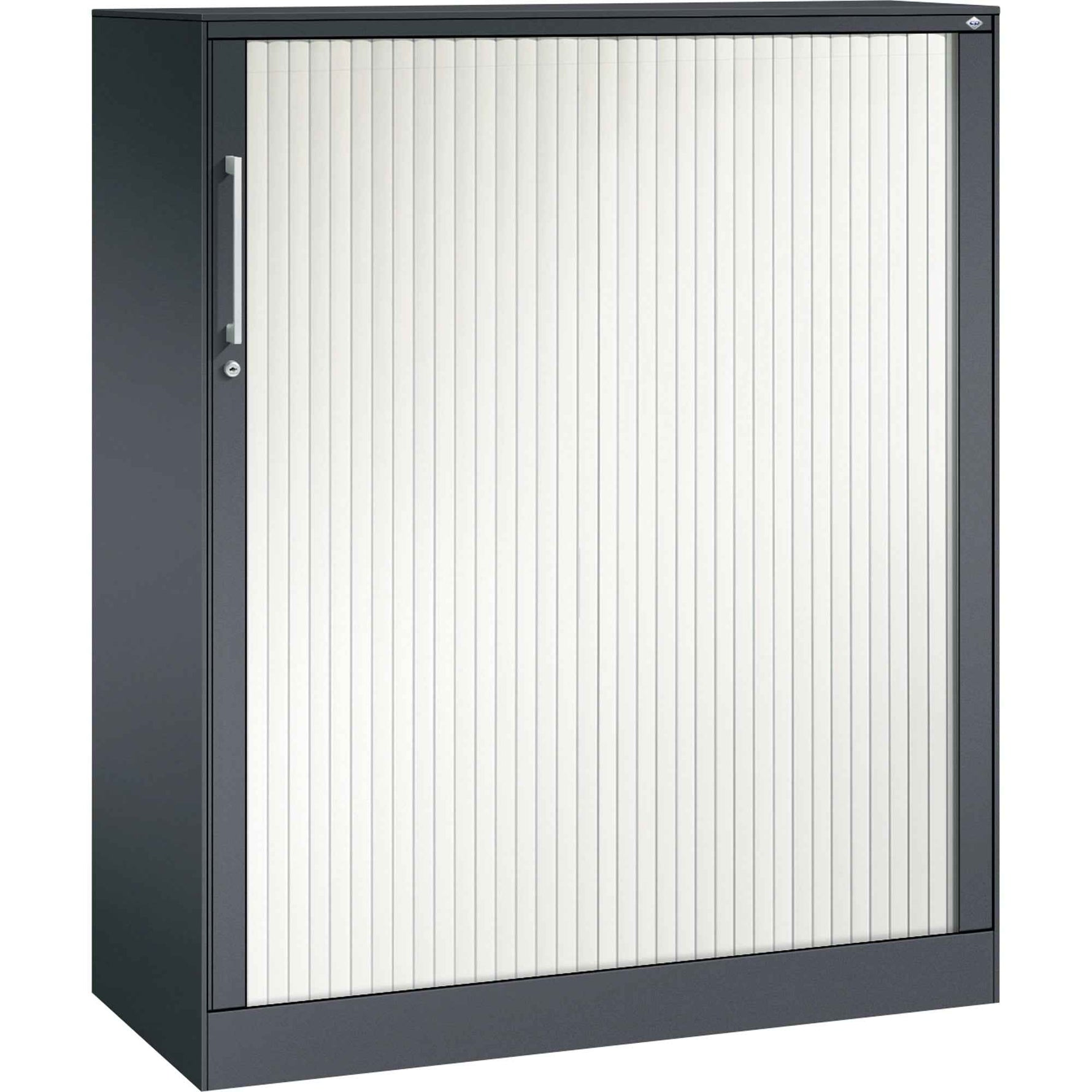 C+P Rollladenschrank Asisto 3 Ordnerhöhen 1.000 x 1.310 x 435 mm (B x H x T) schwarzgrau