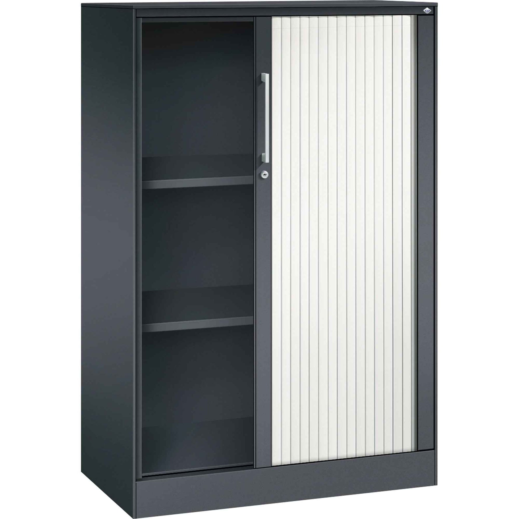 C+P Rollladenschrank Asisto 3 Ordnerhöhen 800 x 1.310 x 435 mm (B x H x T) schwarzgrau