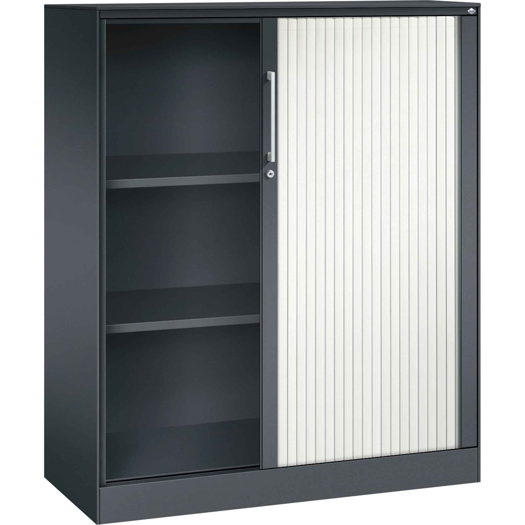 C+P Rollladenschrank Asisto 3 Ordnerhöhen 1.000 x 1.310 x 435 mm (B x H x T) schwarzgrau