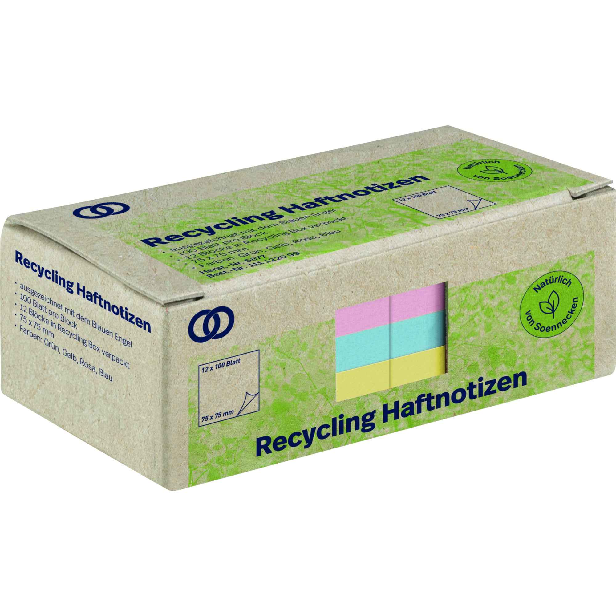 Soennecken Haftnotiz oeco Recycling 75 x 75 mm (B x H) 12 Block/Pack.