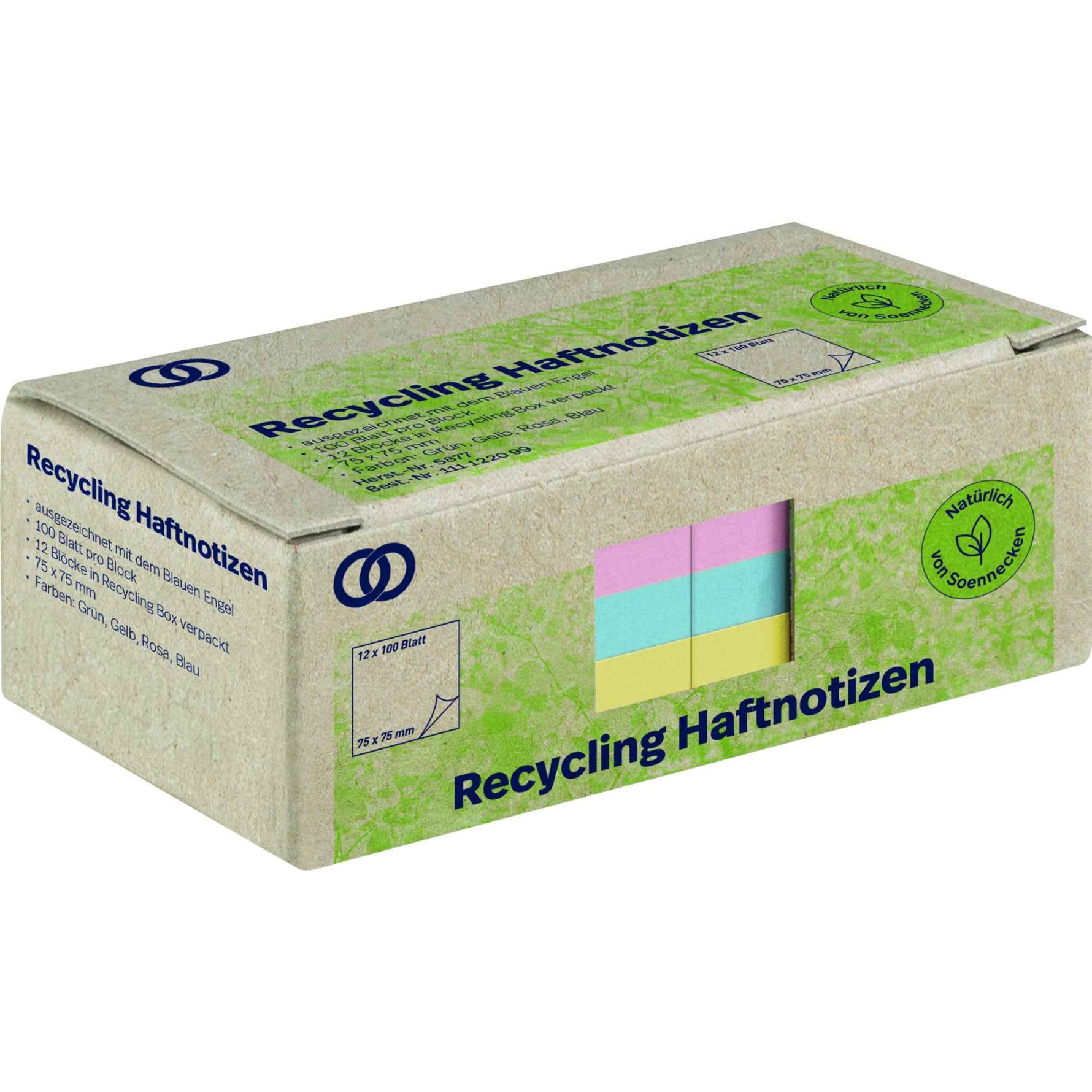 Soennecken Haftnotiz oeco Recycling 75 x 75 mm (B x H) 12 Block/Pack.
