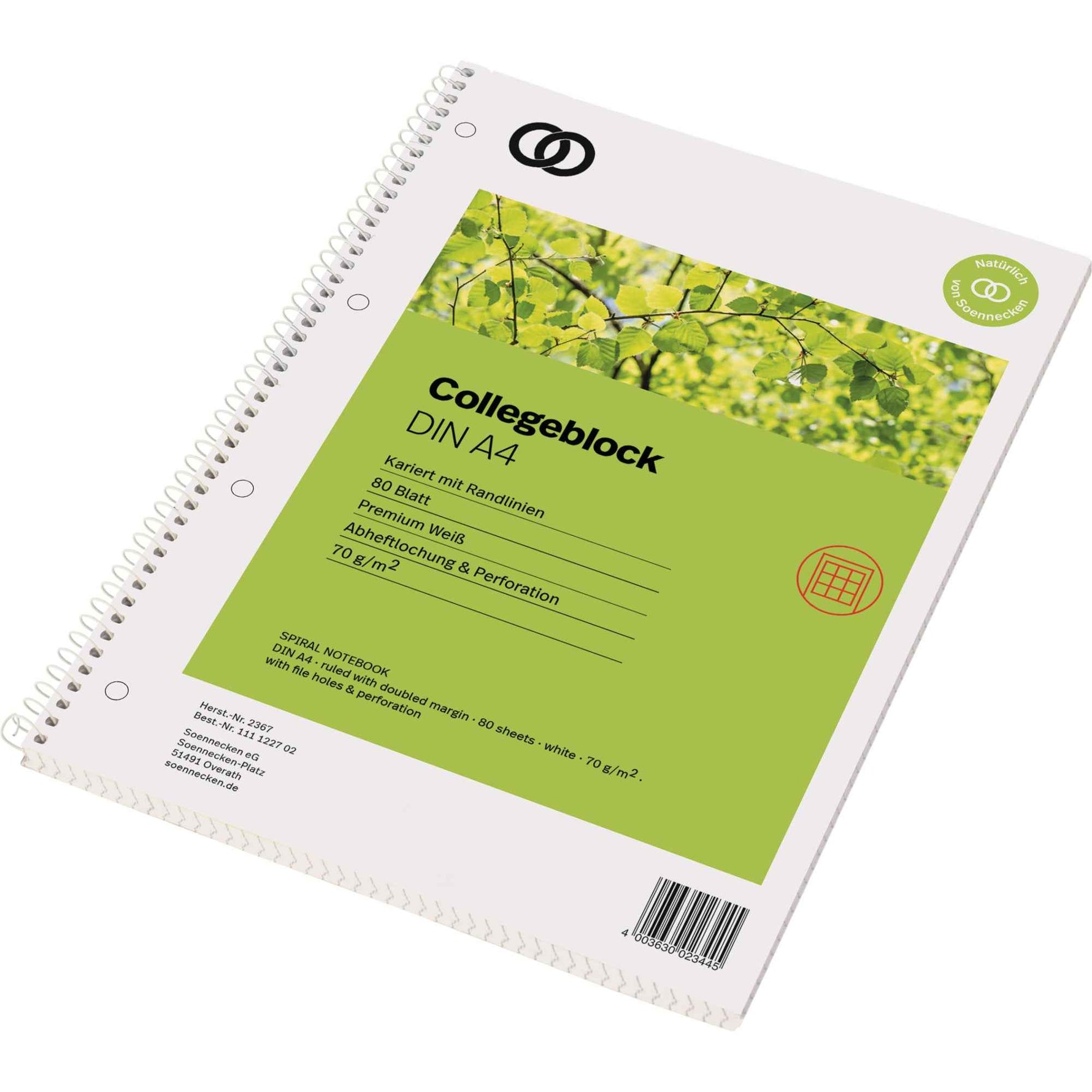 Soennecken Collegeblock oeco Recycling DIN A4