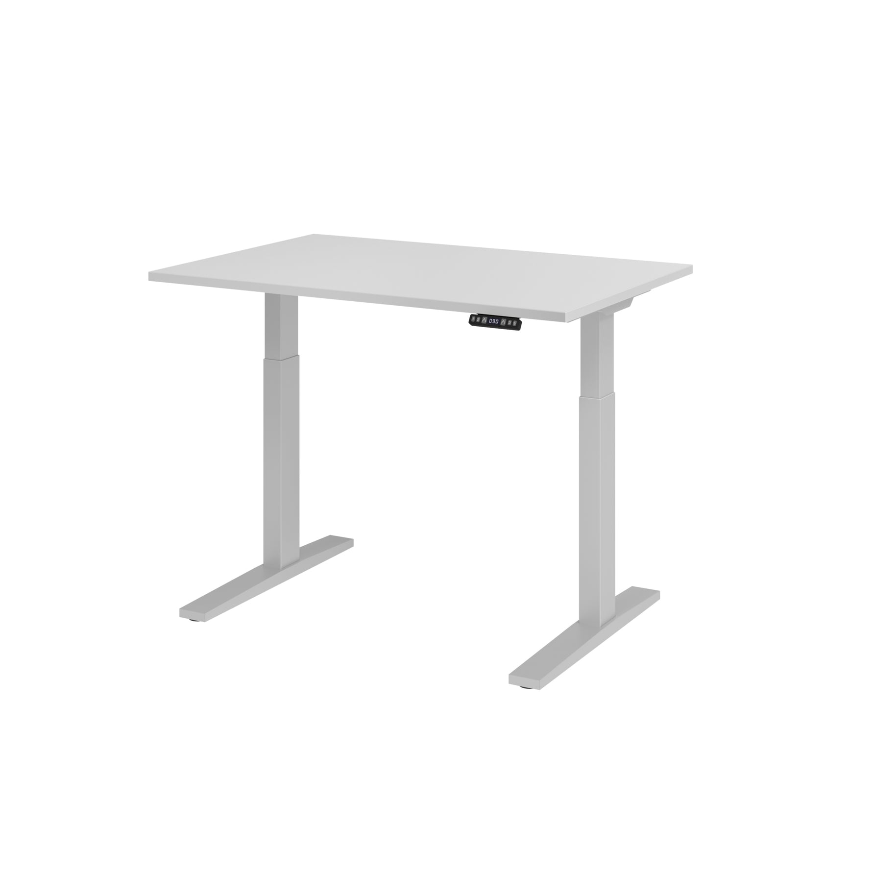 Hammerbacher Schreibtisch 1.200 x 700-1.200 x 800 mm (B x H x T) grau – Produktbild 2