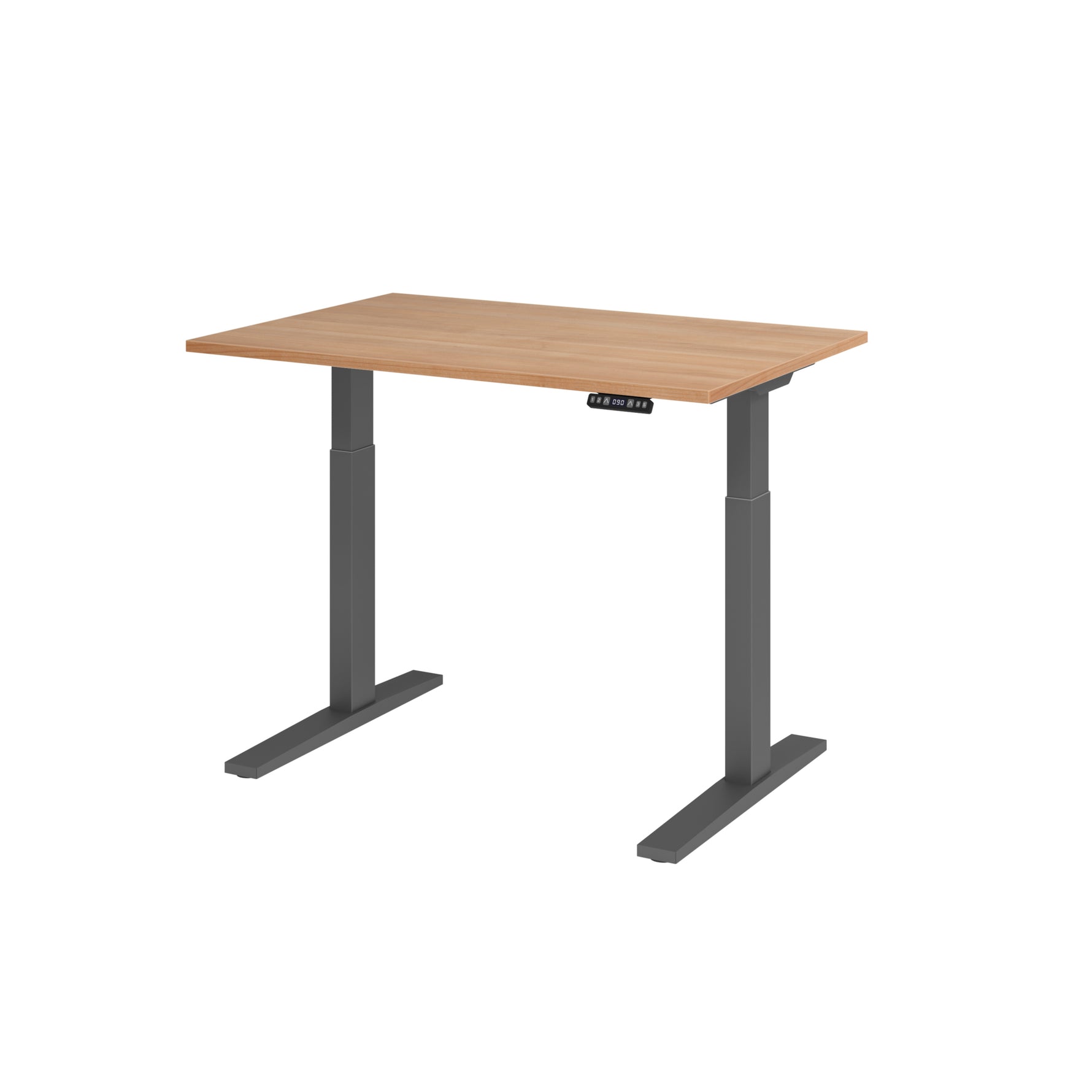 Hammerbacher Schreibtisch 1.200 x 700-1.200 x 800 mm (B x H x T) nussbaum – Produktbild 2