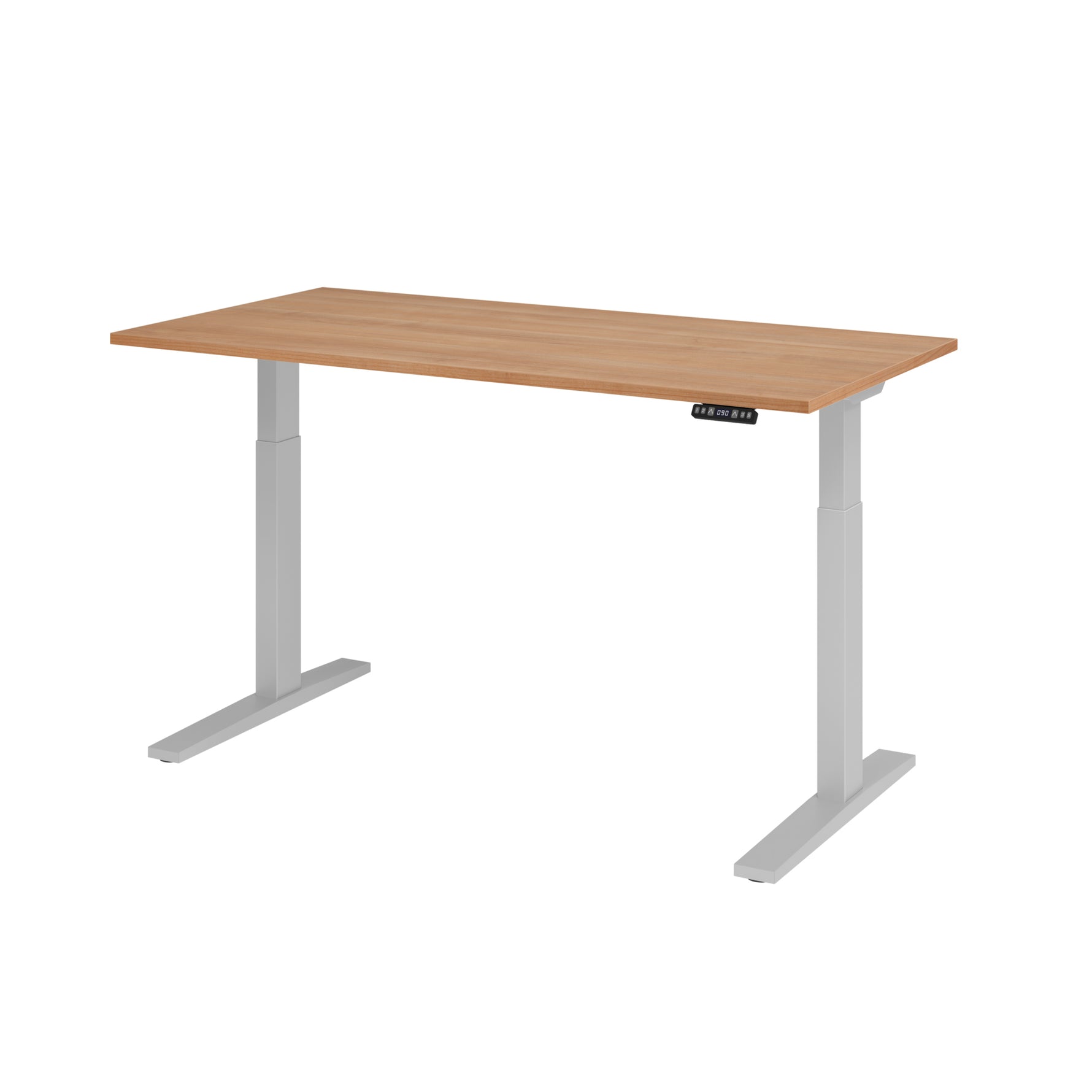 Hammerbacher Schreibtisch 1.600 x 700-1.200 x 800 mm (B x H x T) nussbaum – Produktbild 2