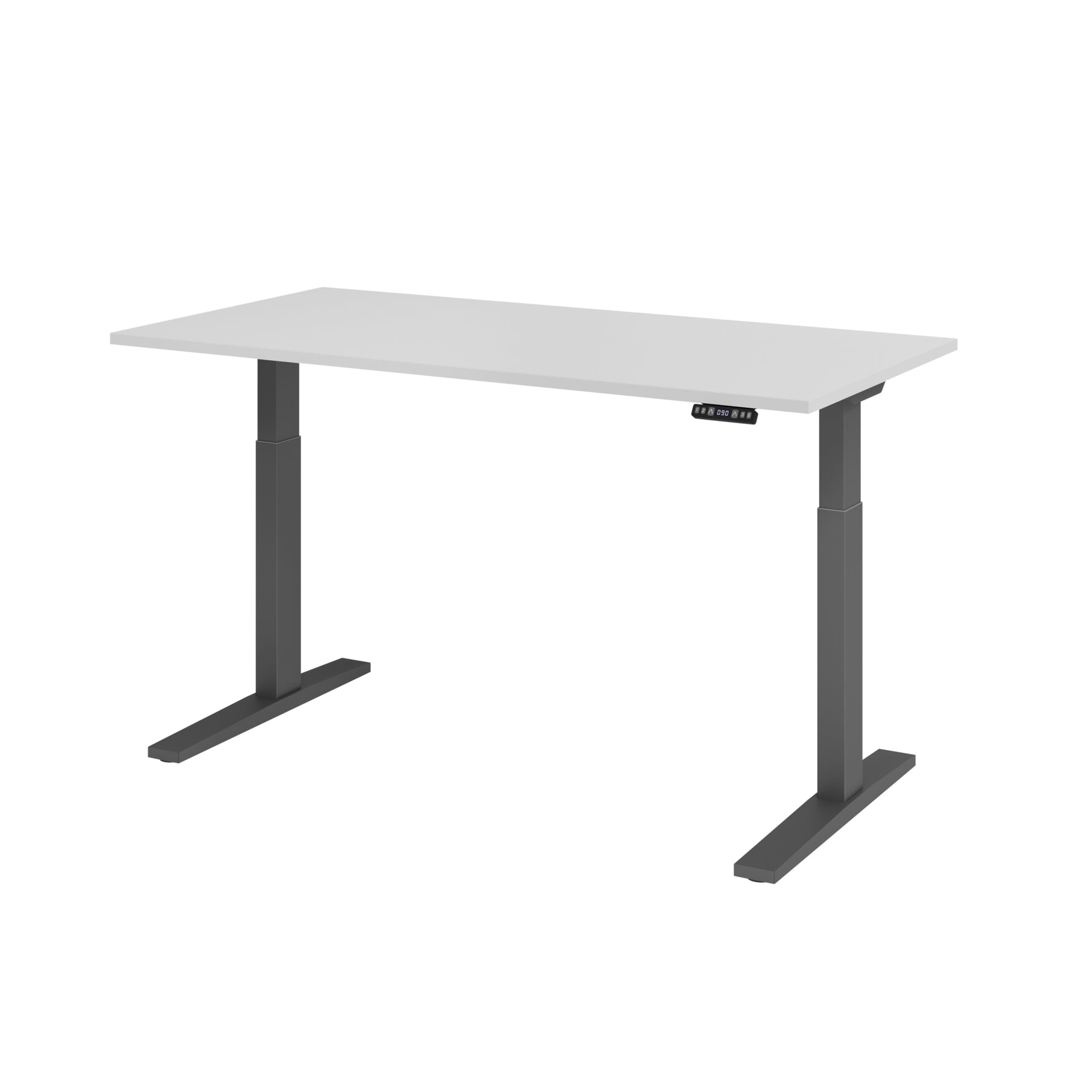 Hammerbacher Schreibtisch 1.600 x 700-1.200 x 800 mm (B x H x T) grau