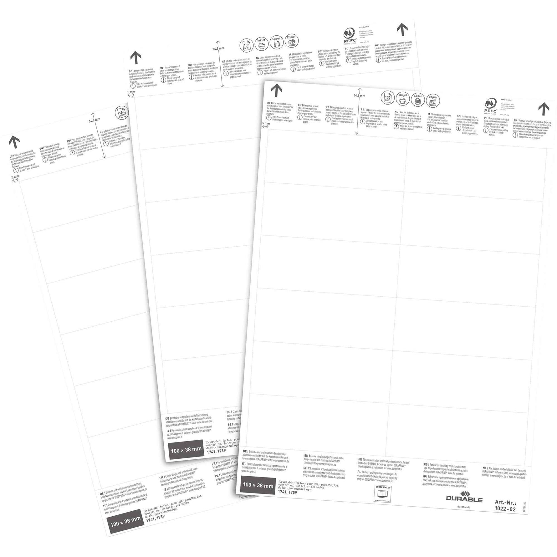 DURABLE Einsteckschild 100 x 38 mm (B x H)